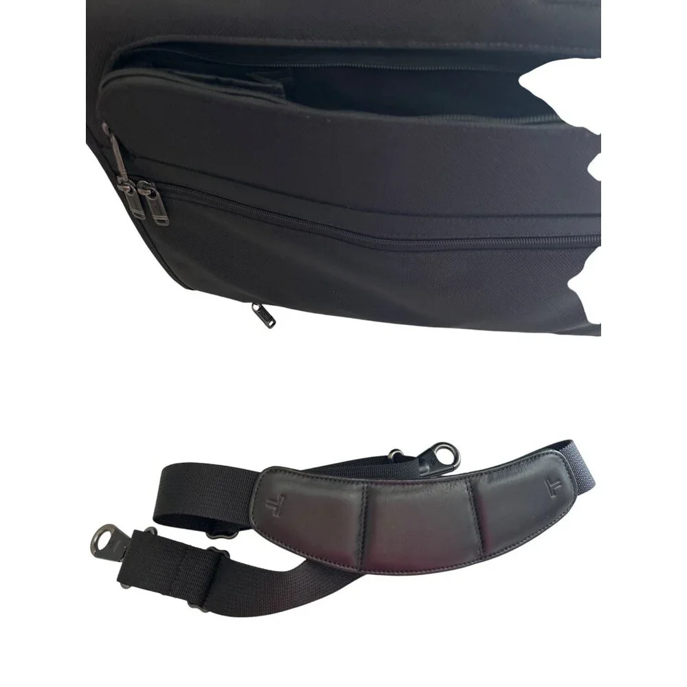 Tumi Expandable Black Nylon Leather Laptop Briefcase Carry On W/Shoulder Strap